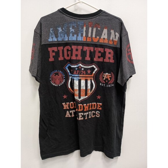 American Fighter Mens T-Shirt Sz 2XL Black Graphic Print Short Sleeve Grunge - Picture 7 of 8